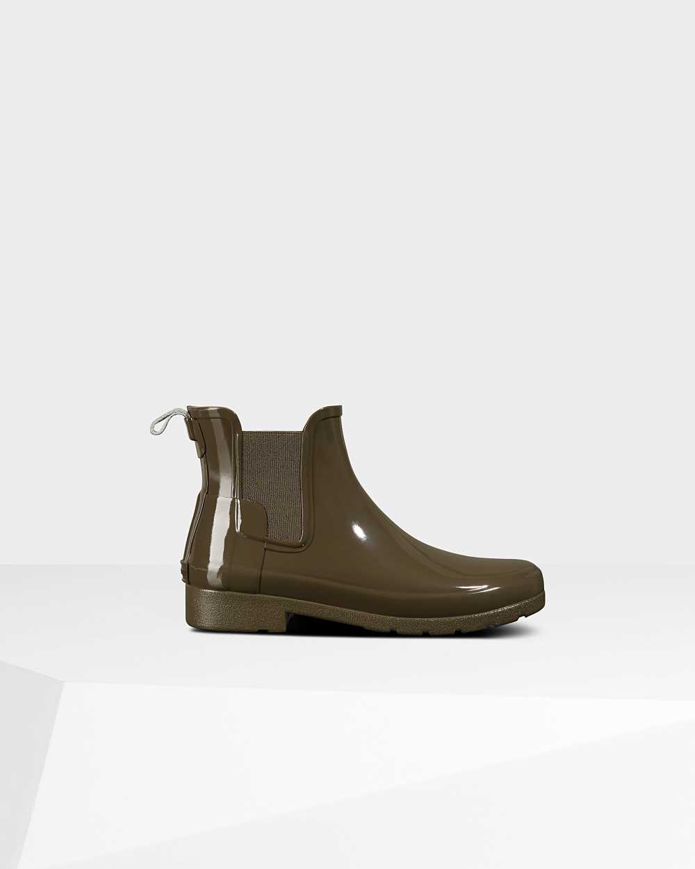 Botas Chelsea Mujer - Hunter Refined Gloss Slim Fit Camuflaje Verde - KOGDRS-831 - Camuflaje Verde